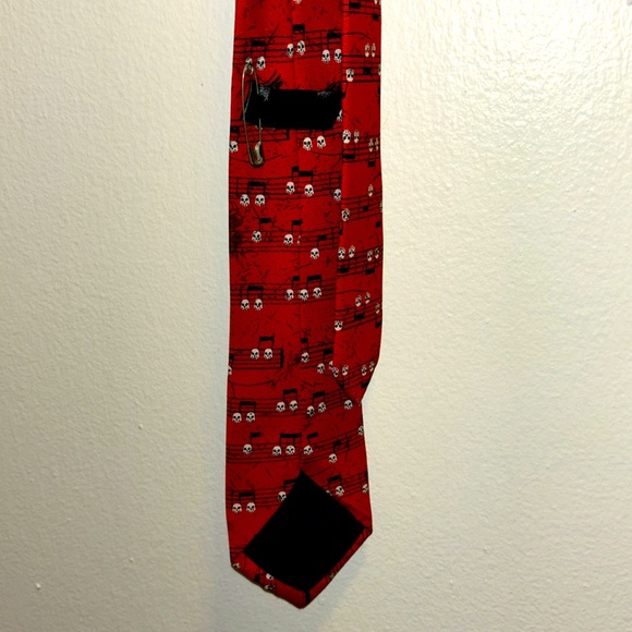 Skull Music Notes Skinny Tie Y2K - Picture 4 of 4